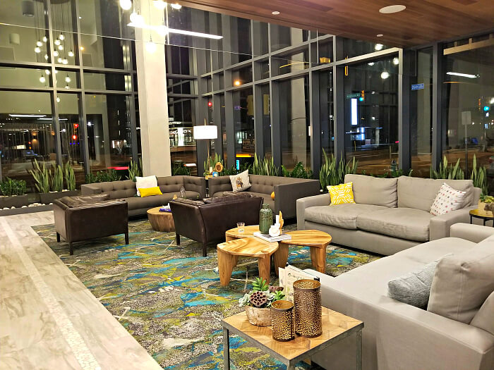Embassy Suites Boulder atrium lobby